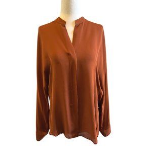 New with Tags Vince Band Collar 100% Silk Blouse